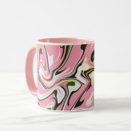Abstrakt Swirling med Rosa, vitt och svart Mugg