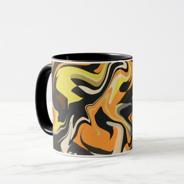Abstrakt Swirling Mönster i Earthy Tones Mugg (Framsida vänster)