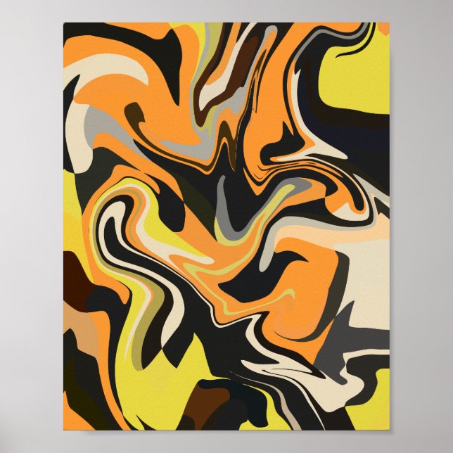 Abstrakt Swirling Mönster i Earthy Tones Poster (Framsidan)