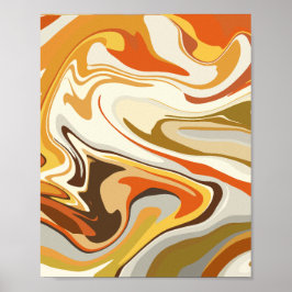 Abstrakt Swirling Orange och Beige Design Poster