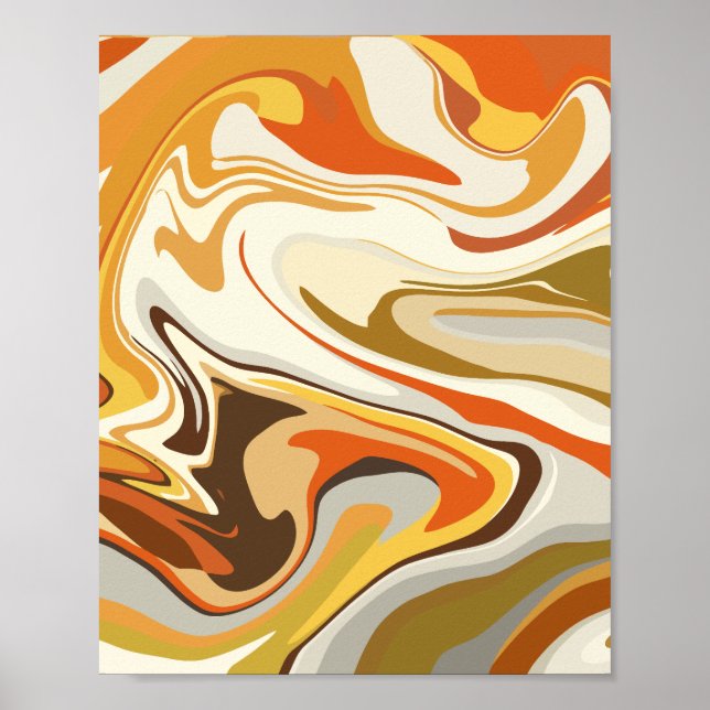 Abstrakt Swirling Orange och Beige Design Poster (Framsidan)
