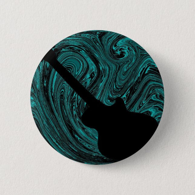 Abstrakt Swirls Guitar Button, Teal Knapp (Framsida)