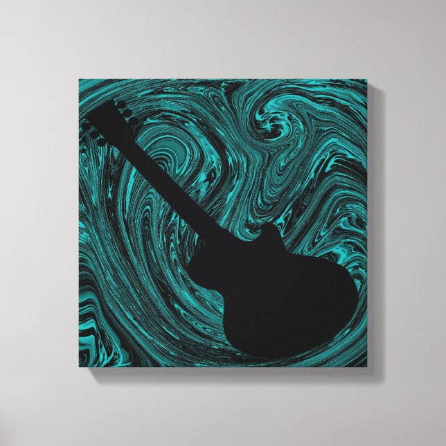 Abstrakt Swirls Guitar Kanvastryck, Teal Canvastryck (Framsida)