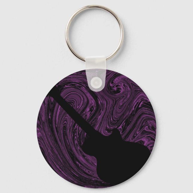 Abstrakt Swirls Guitar Keychain, Lila Nyckelring (Framsida)
