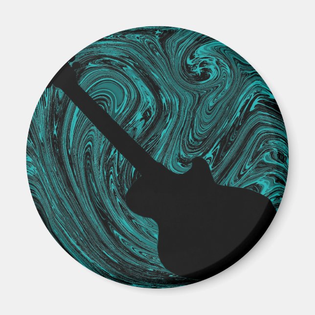 Abstrakt Swirls Guitar Magnet, Teal Magnet (Framsidan)