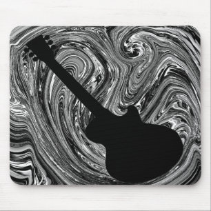 Abstrakt Swirls Guitar Mousepad, Black & White Musmatta