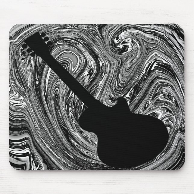 Abstrakt Swirls Guitar Mousepad, Black & White Musmatta (Framsidan)