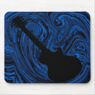 Abstrakt Swirls Guitar Mousepad, Blue Musmatta