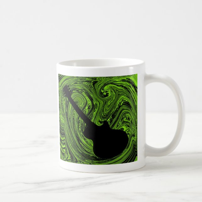 Abstrakt Swirls Guitar Mugg, Grönt Kaffemugg (Höger)