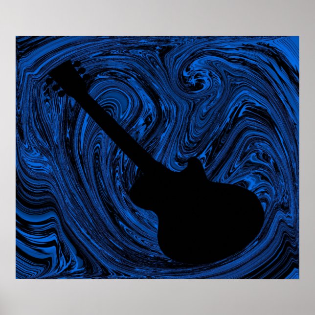 Abstrakt Swirls Guitar Poster, blått Poster (Framsidan)