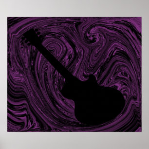 Abstrakt Swirls Guitar Poster, Lila Poster
