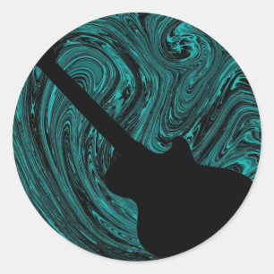 Abstrakt Swirls Guitar Stickers, Teal Runt Klistermärke