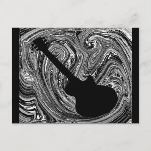 Abstrakt Swirls Guitar-vykort, svartvitt Vykort