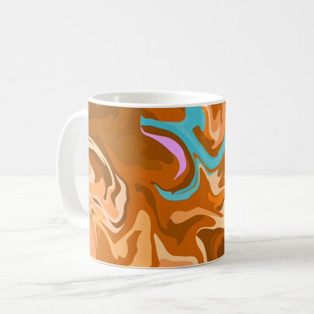 Abstrakt Swirls in Orange och Light Blue Kaffemugg (Framsida vänster)