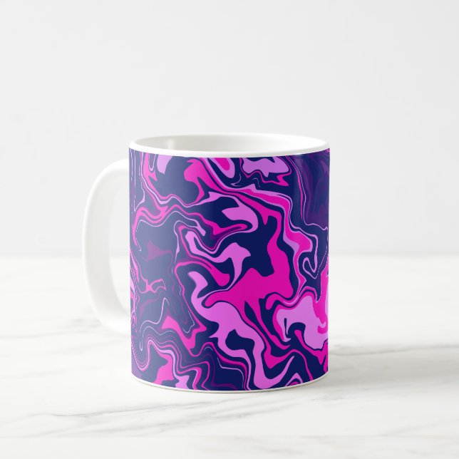 Abstrakt Swirls in Rosa, Lila & marinblå Kaffemugg (Framsida vänster)