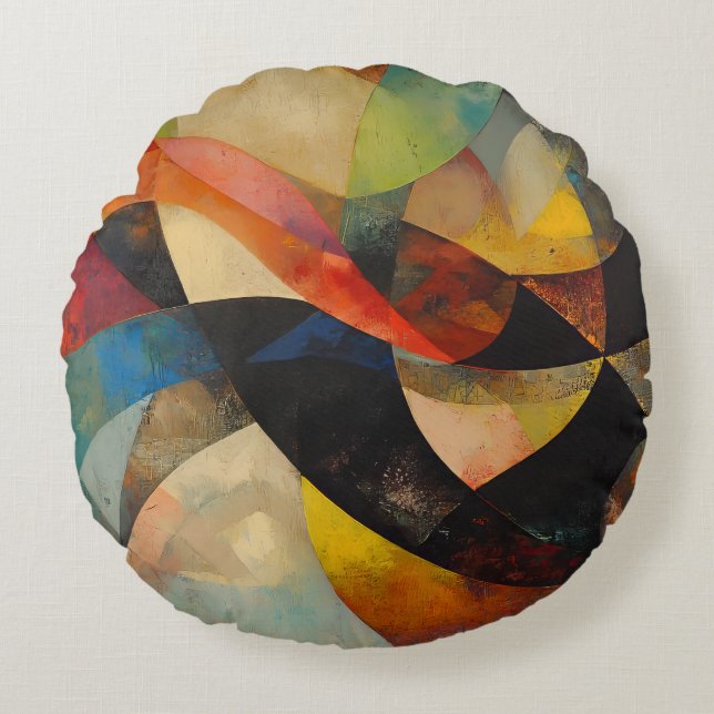Abstrakt Swirls Rund Kudde (Framsidan)