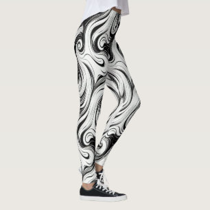 Abstrakt Swirls Whispy Liquid Hair Leggings