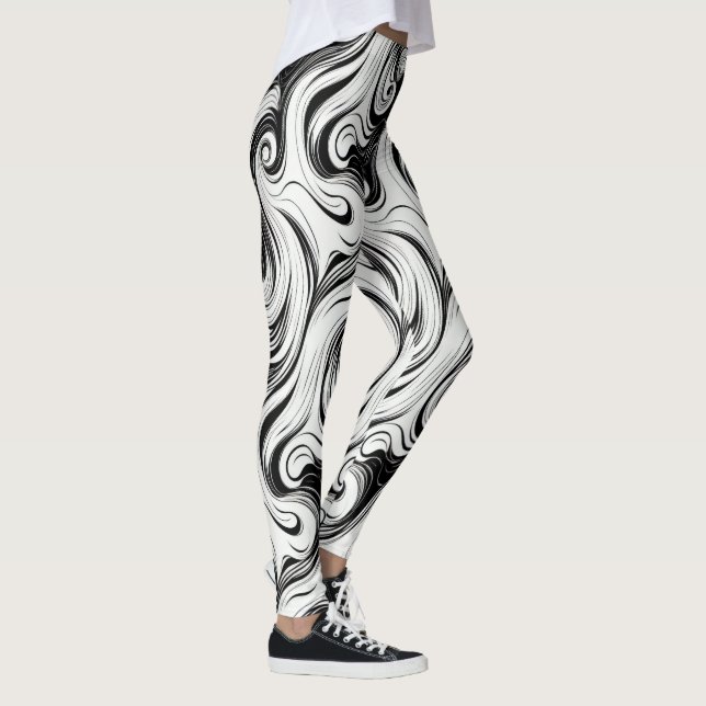 Abstrakt Swirls Whispy Liquid Hair Leggings (Höger)