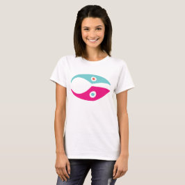 Abstrakt symbol för färgrik fisk minimalistisk log t shirt