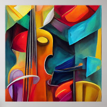 Abstrakt Symphony Painting of Violin, utskrift