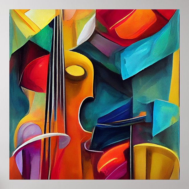 Abstrakt Symphony Painting of Violin, utskrift Poster (Framsidan)