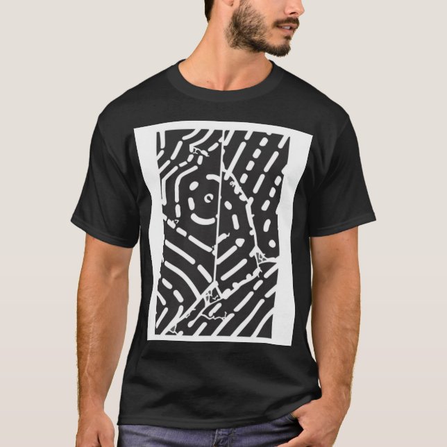 Abstrakt T-shirt i svart och vitt (Framsida)