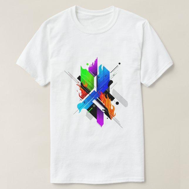 Abstrakt T-shirt med konst – Unik modern design (Design framsida)