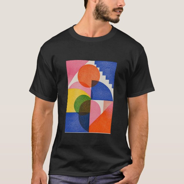 Abstrakt T-Shirt med Moderna Geometriska Former (Framsida)