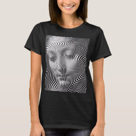 Abstrakt T-shirt med optisk illusion-vågporträtt f
