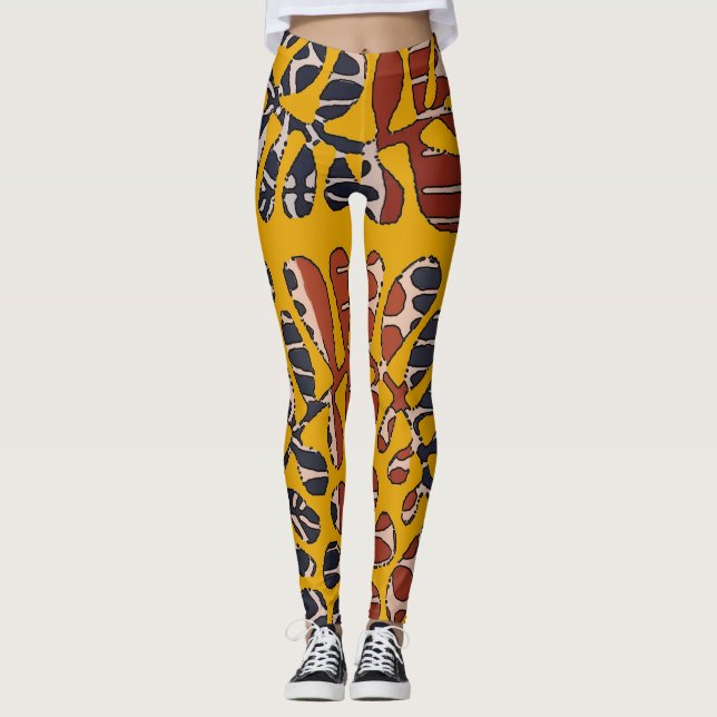 Abstrakt Tan Löv, Matisse stil Leggings (Framsida)