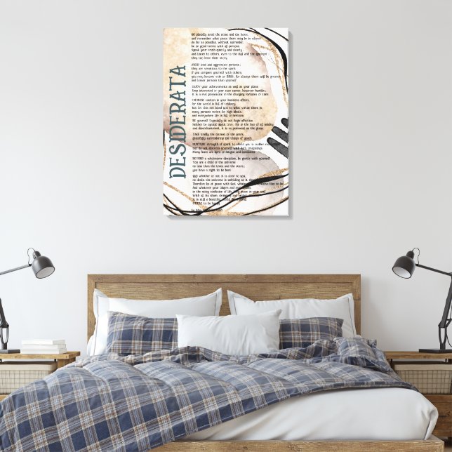 Abstrakt Tan Rosa Guld  Desiderata av Max Ehrman  Canvastryck (Insitu (sovrum))