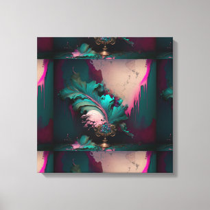 Abstrakt Teal and Rosa Burst Canvastryck