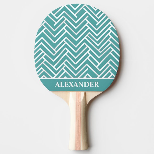 Abstrakt Teal and White Personlig Pingisracket (Framsidan)