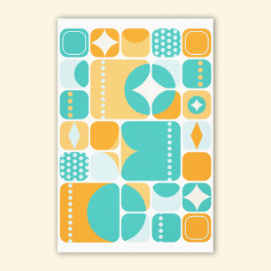 Abstrakt Teal, Aqua, Orange Canvastryck