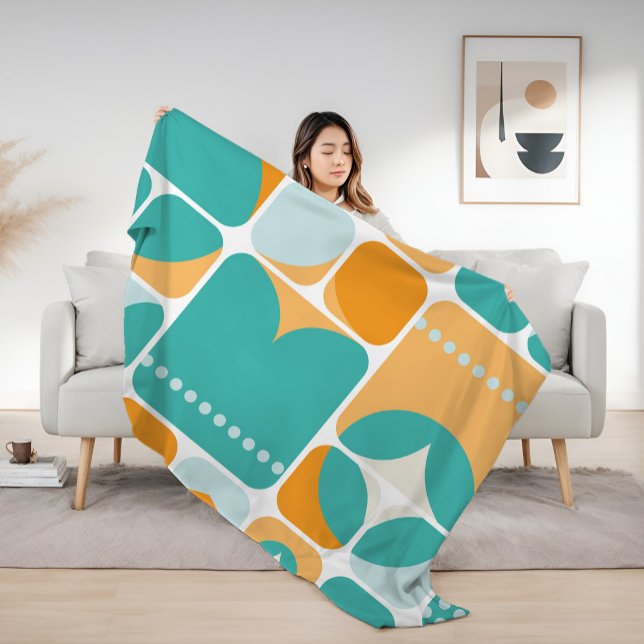 Abstrakt Teal, Aqua, Orange Fleecefilt (Skapare uppladdad)