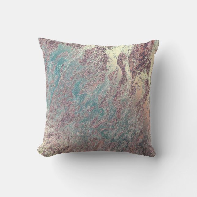 Abstrakt teal Aqua Ro Guld VIP Marble Pastel Kudde (Framsida)