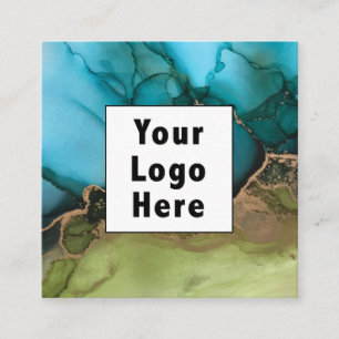 Abstrakt Teal Black Metallic Guld Lägg till din L Fyrkantigt Visitkort