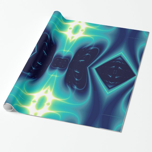 ABSTRAKT TEAL BLUE LIGHT VÅGAR OCH SWIRL PRESENTPAPPER (Utrullad)
