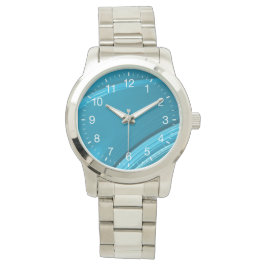Abstrakt Teal Blue Swirl White Numerals Armbandsur