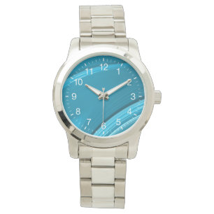 Abstrakt Teal Blue Swirl White Numerals Armbandsur