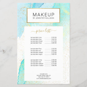 Abstrakt Teal Blue Watercolor with Faux Guld Dust Flygblad
