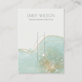 Abstrakt Teal Grönt Glitter Shiny Hairpin Visning Visitkort