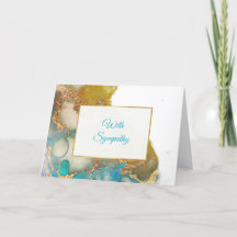 Abstrakt Teal Guld Agate Watercolor Sympathy