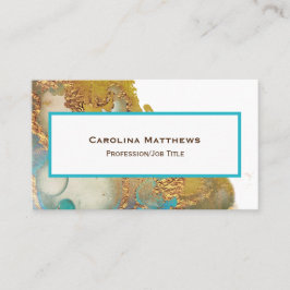 Abstrakt Teal Guld Agate Watercolor Visitkort
