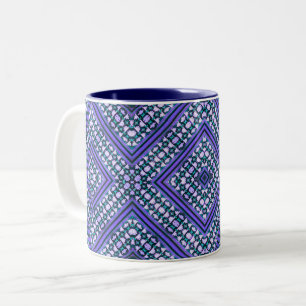 Abstrakt Teal, Lila & Black Tribal Inspired Två-Tonad Mugg