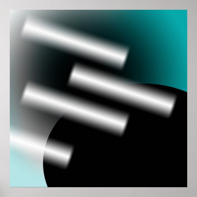 Abstrakt Teal med ljusstrålar AP0005 Poster (Framsidan)