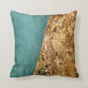 Abstrakt Teal och Guld Kudde