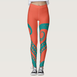 Abstrakt Teal Octopus Tentacles Leggage Leggings