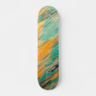 Abstrakt teal orange texturerad skateboarddäck mini skateboard bräda 18,5 cm