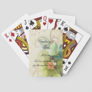 Abstrakt Teal Peach Blommigt Bröllop Casinokort